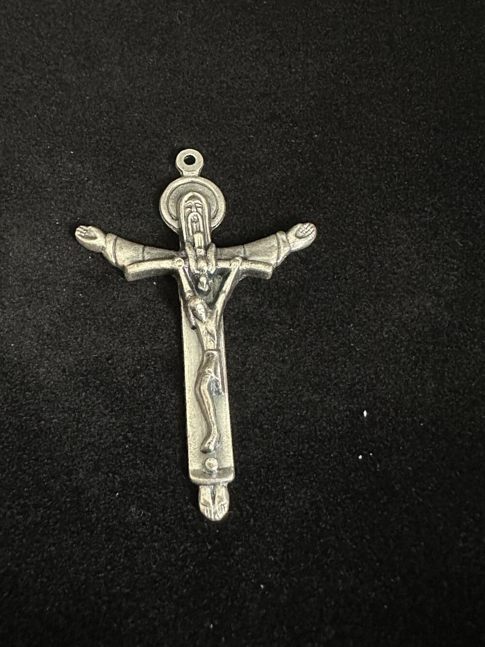 Vintage Italy Holy Trinity Crucifix Pendant Father Son Holy Spirit Catholic Cros